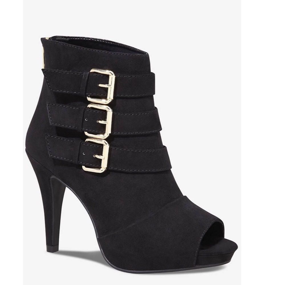 Express Peep Toe Buckled Bootie Size 10 NWT Black